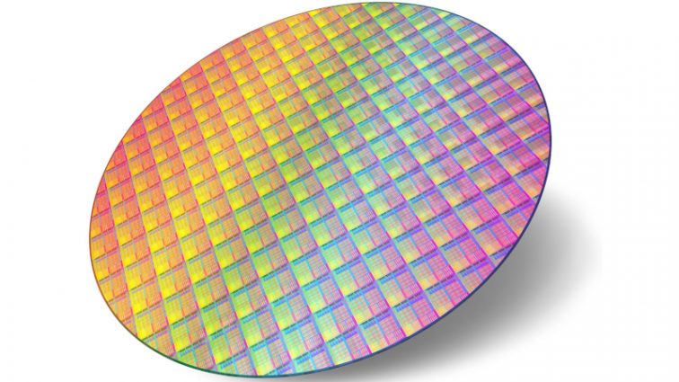 9832427 - silicon wafer with processor cores isolated on white background